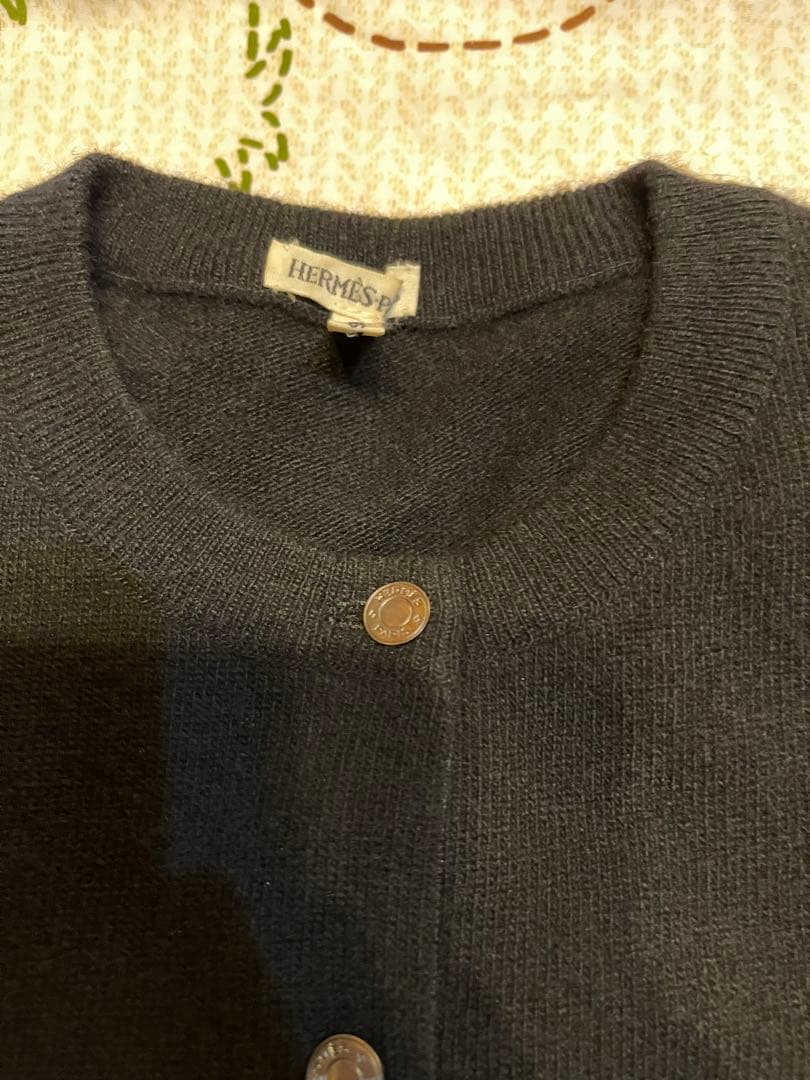 ◆HERMES ブラック カシミアカーディガン 長袖