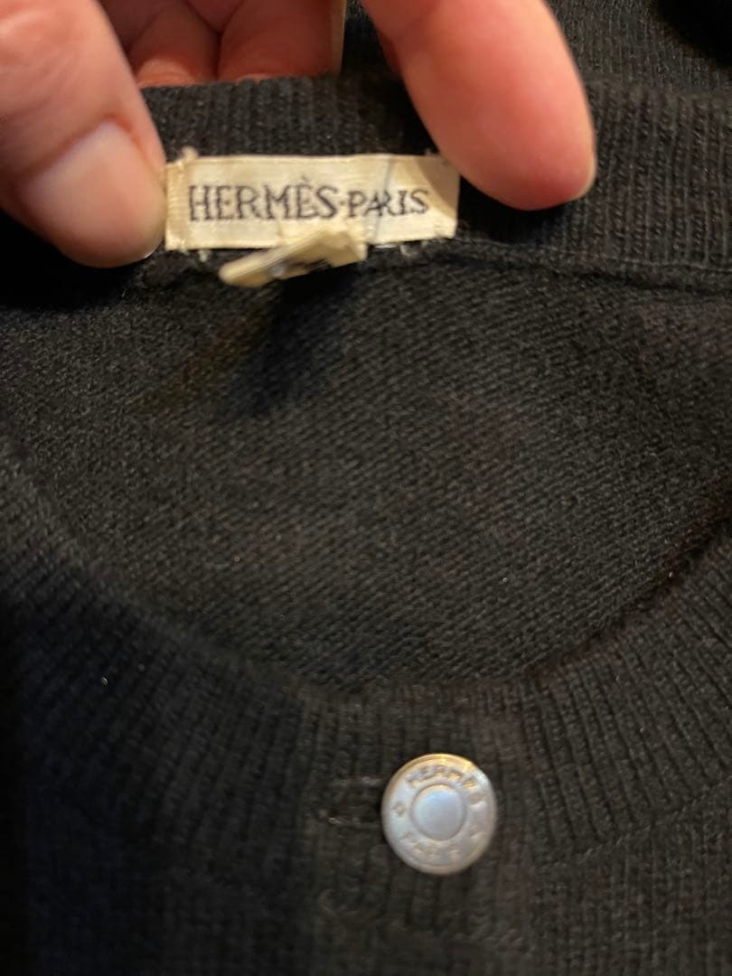 ◆HERMES ブラック カシミアカーディガン 長袖