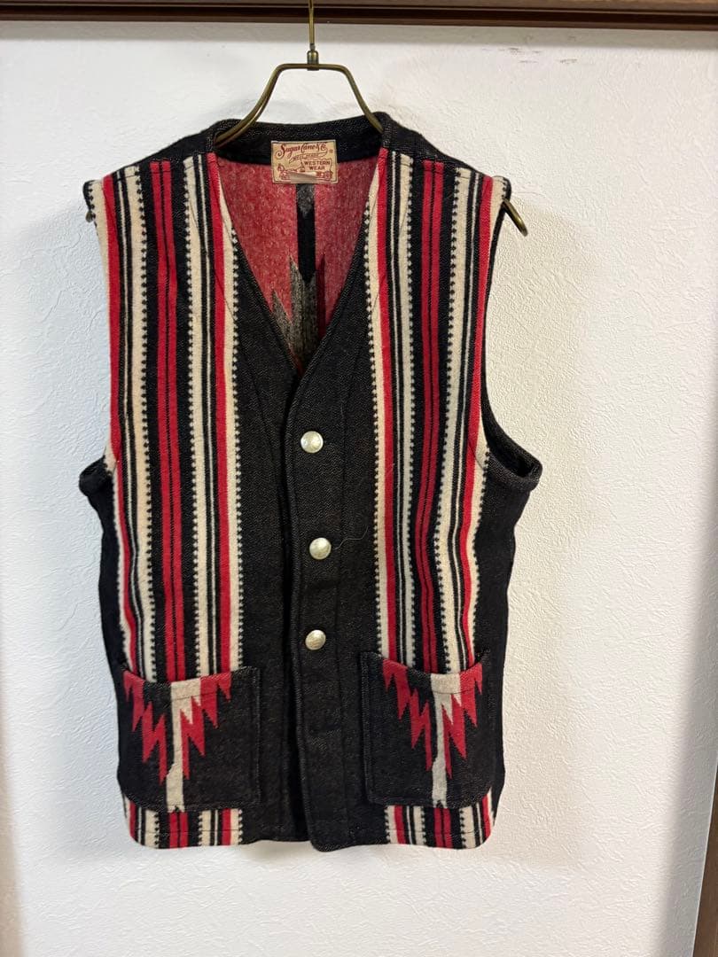 Sugar Cane & Co. ストライプ柄ベスト サイズ40