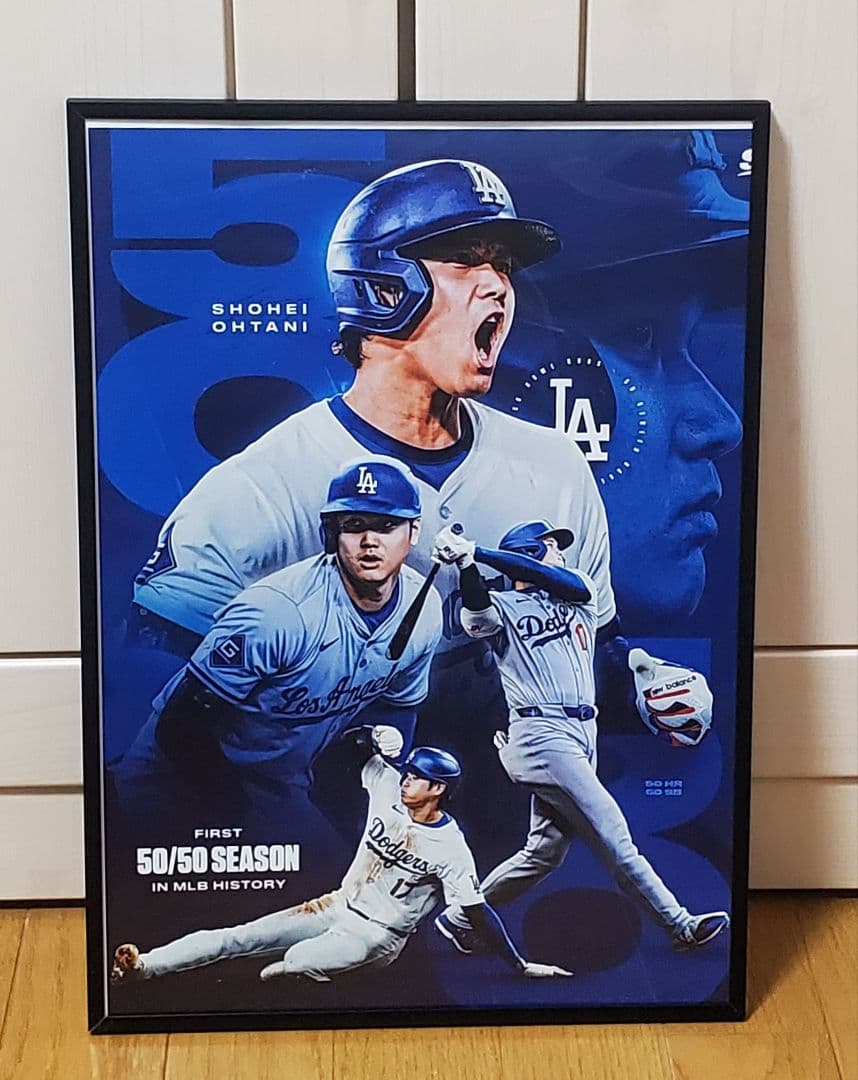 ぽこた ドジャース大谷翔平 MLB ！A3ポスターフレーム付きセット