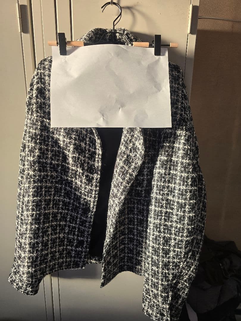 ド*ル様 ZARA テーラードジャケット XL ブラック・ホワイト　エレガントで