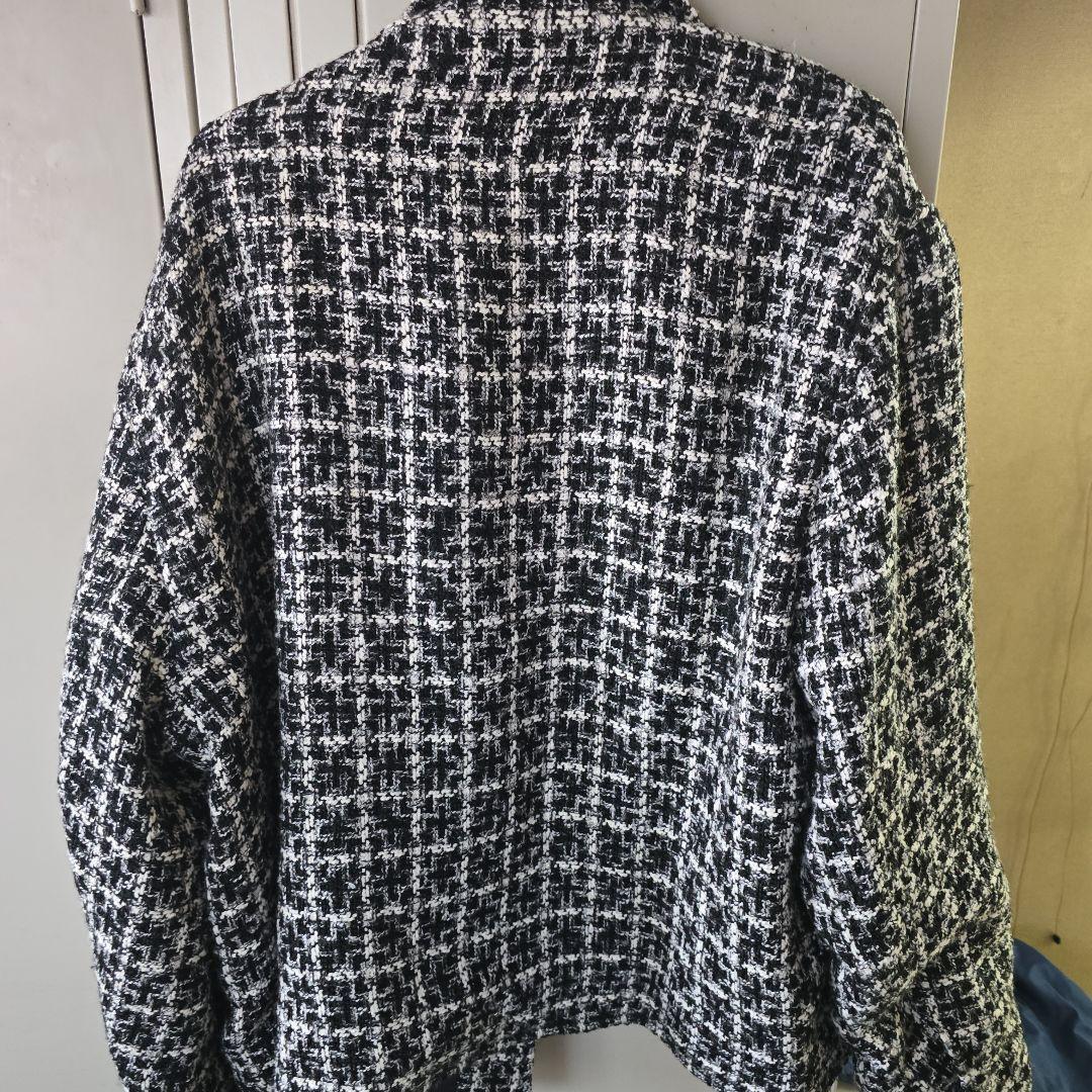 ド*ル様 ZARA テーラードジャケット XL ブラック・ホワイト　エレガントで
