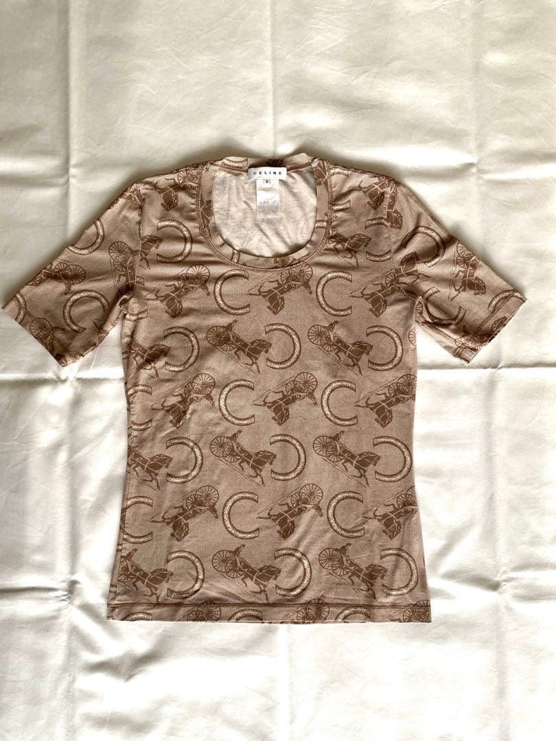 CELINE 上品なロゴ 馬車柄 トップス カットソー