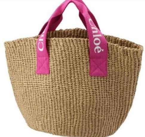 新品Chloé x Mifuko かごバッグ C20045 ベージュ/ピンク