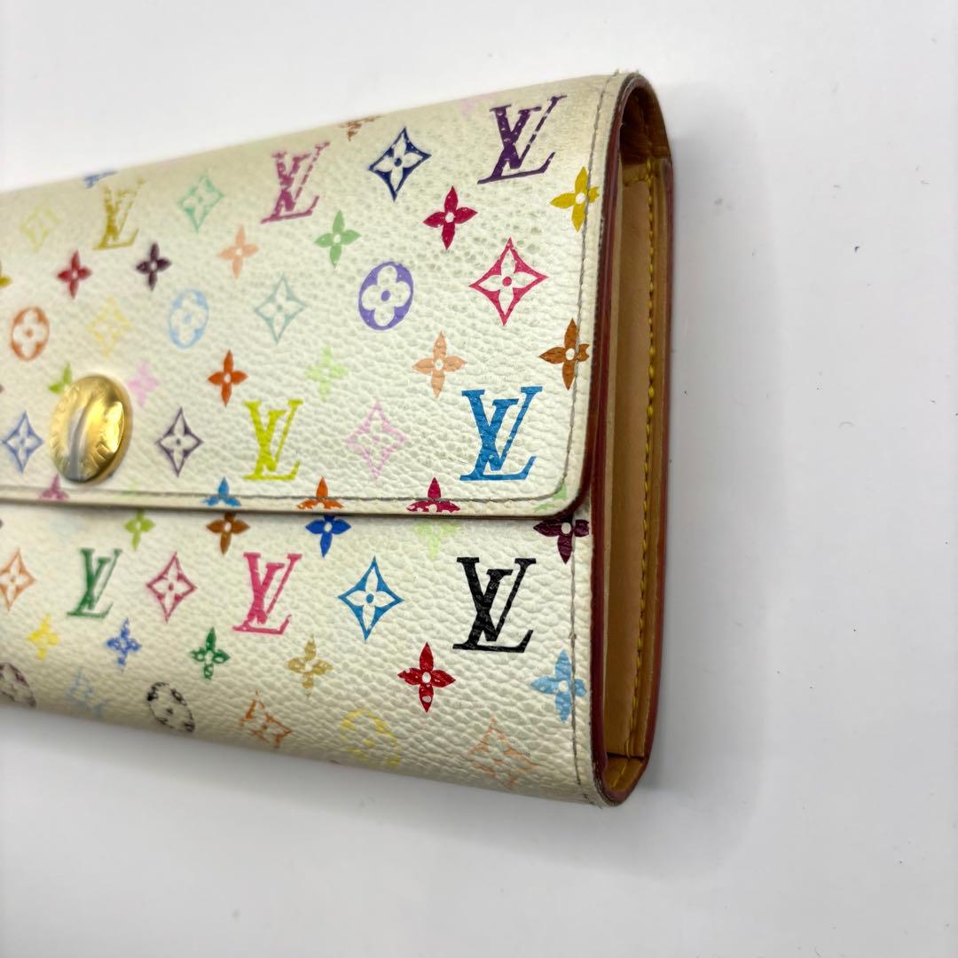 正規品 ルイヴィトン サラ マルチカラー 折り財布 総柄 pvc レザー ボタン