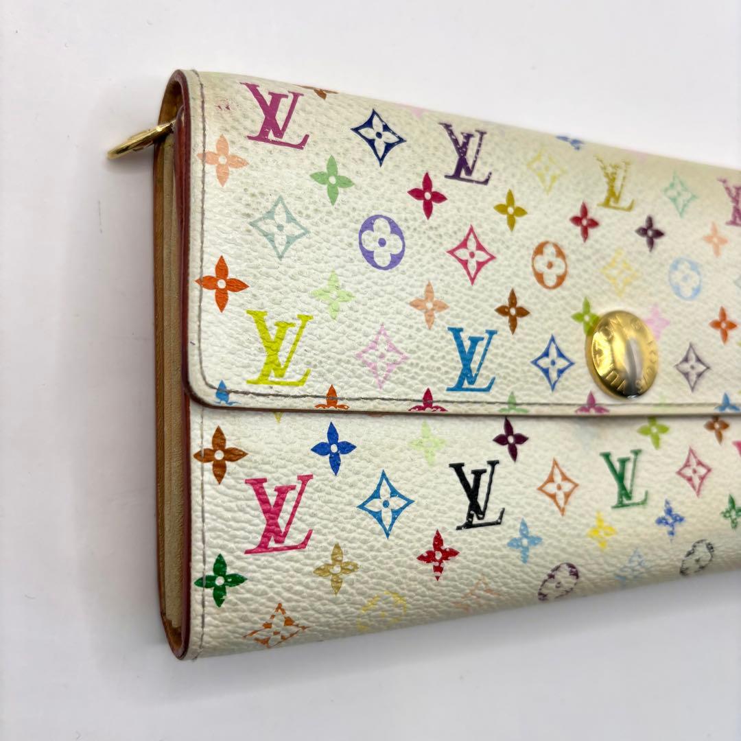 正規品 ルイヴィトン サラ マルチカラー 折り財布 総柄 pvc レザー ボタン