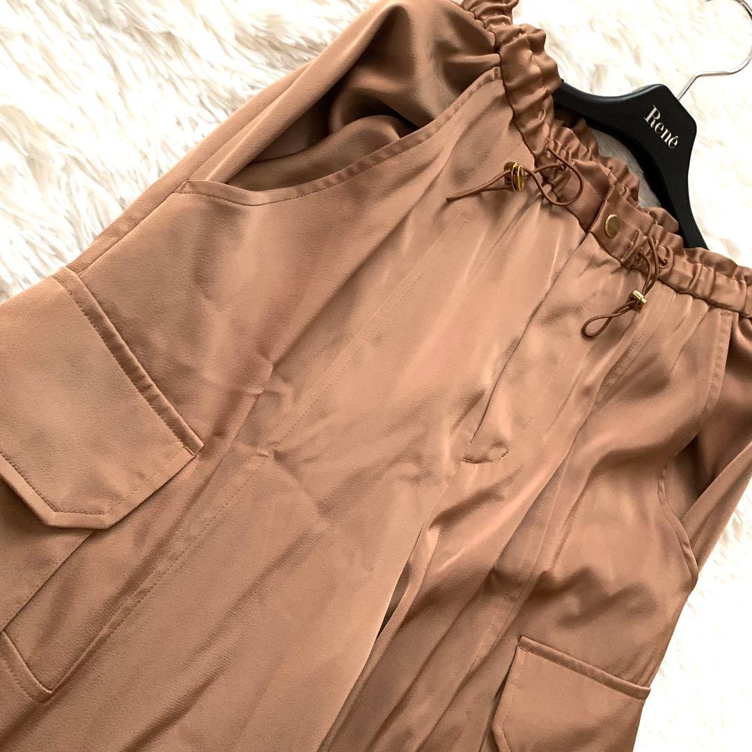 極美品✨グレースコンチネンタル 現行 カーゴパンツ リボン キャメル 2024