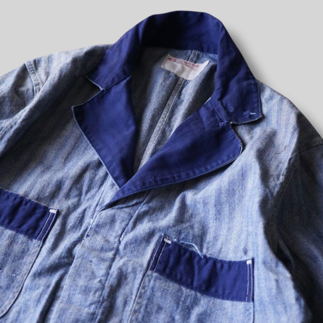 80's~90's ヘリンボーンワークコート ショップコート 雰囲気系 ボロ