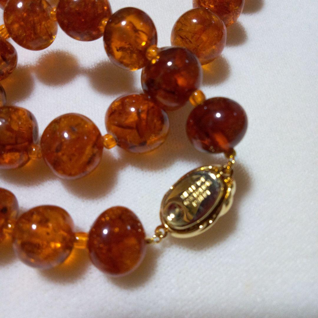オレンジ アンバービーズ ネックレス