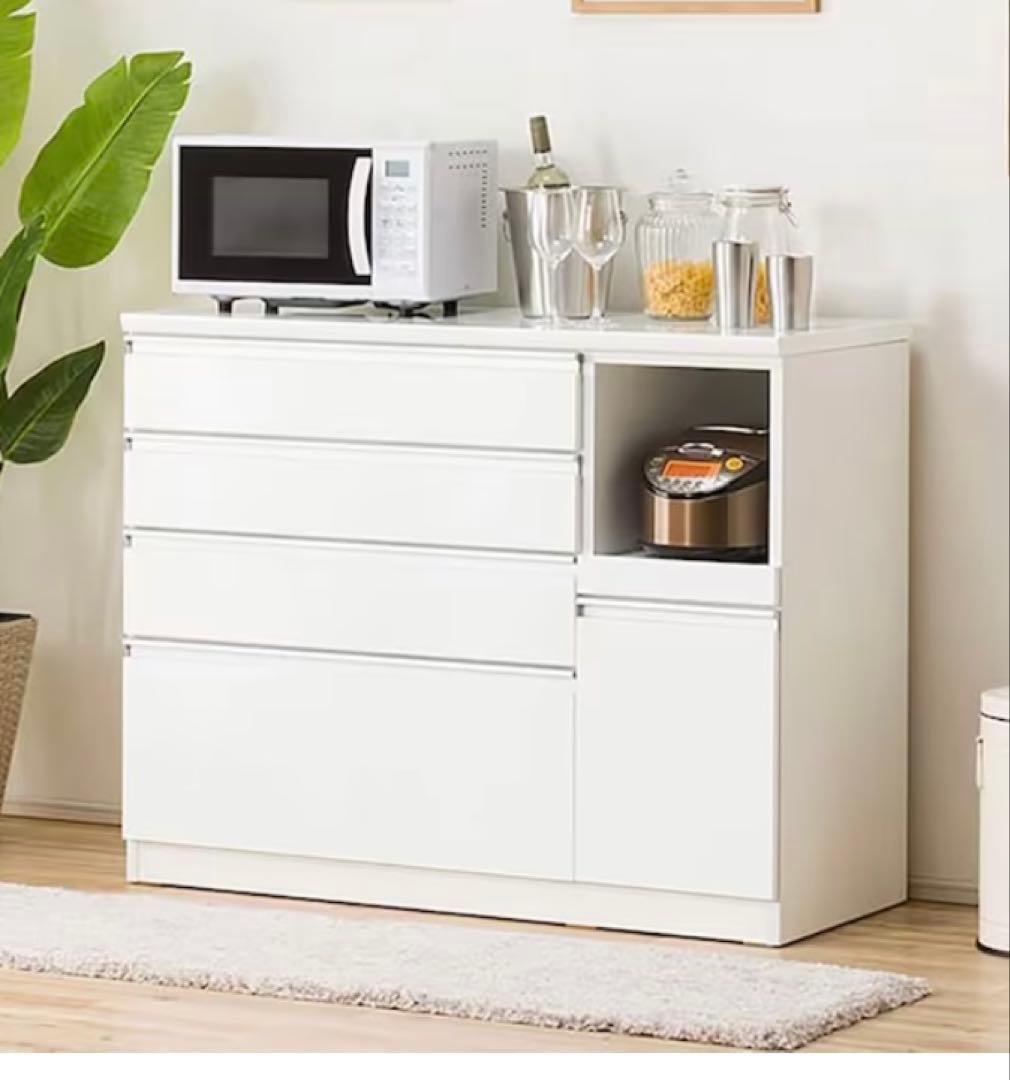 ニトリ キッチンカウンター(レジューム 120-2QH-R WH)