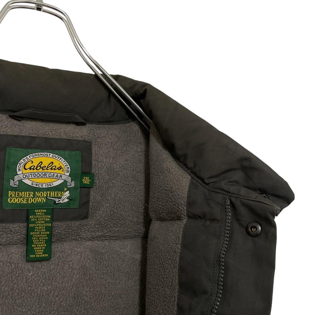 【Cabela's】 裏地フリース ロゴ刺繍グースダウンベスト グレー 2XL