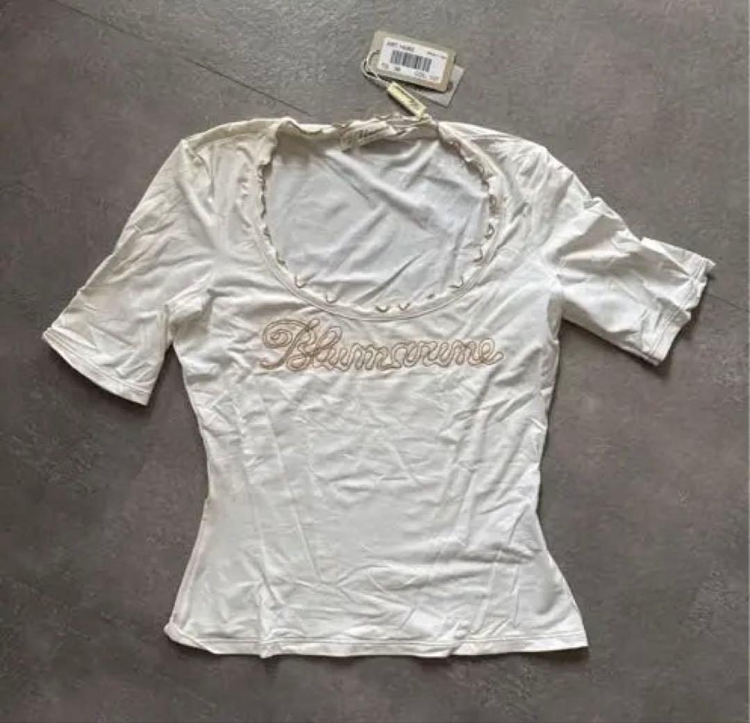 新品タグ付 Blumarine ロゴ刺繍 Tシャツ 38 イタリア製 希少