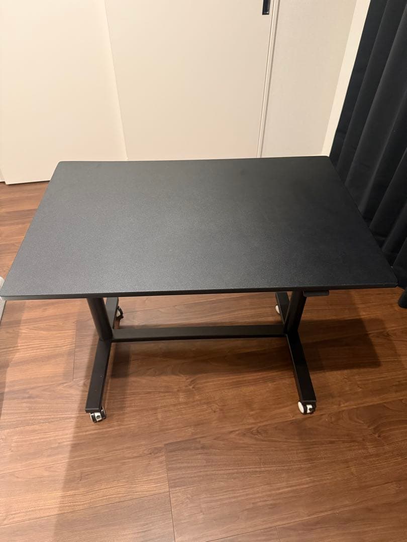 タンスのゲン幅90cm スタンディングデスク 上下昇降式 キャスター付きブラック