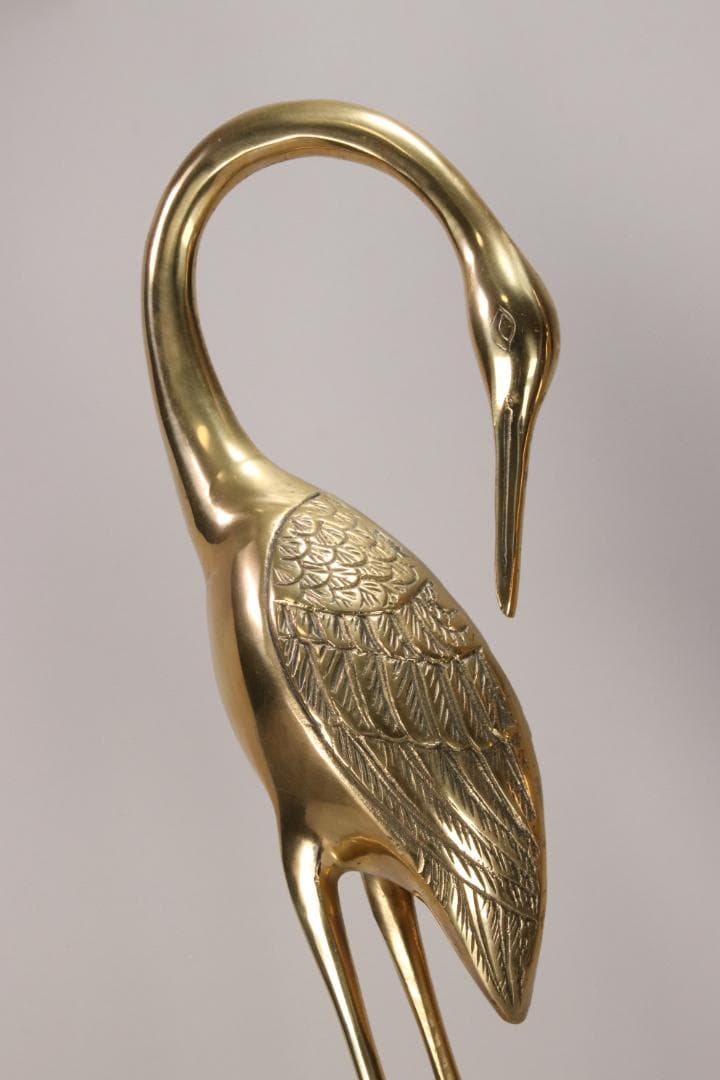 EE004 仏具　真鍮製　鶴型　置物　一対　神社仏閣