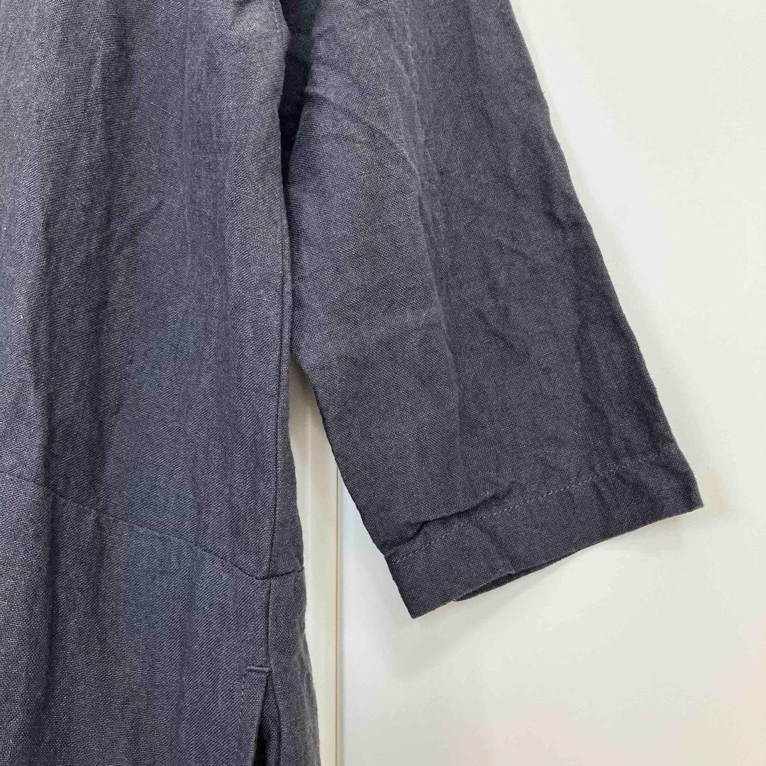 中川政七商店 厚手麻のボタンワンピース スミクロ