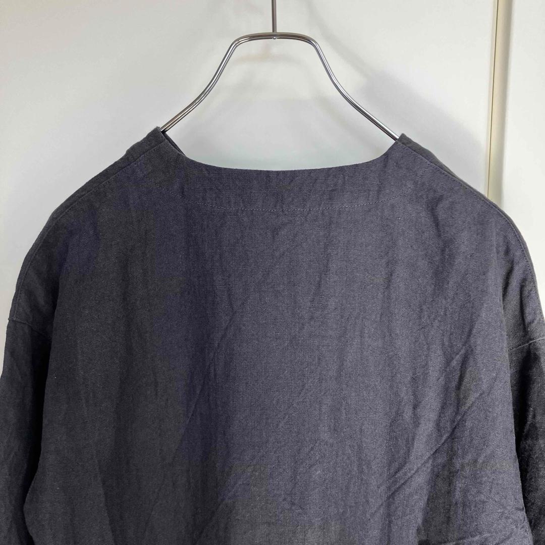 中川政七商店 厚手麻のボタンワンピース スミクロ