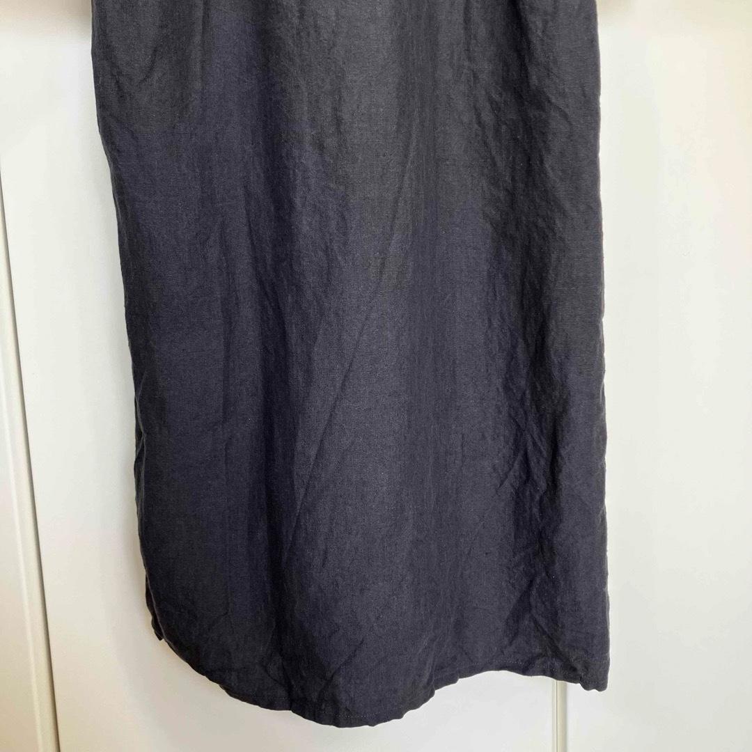 中川政七商店 厚手麻のボタンワンピース スミクロ