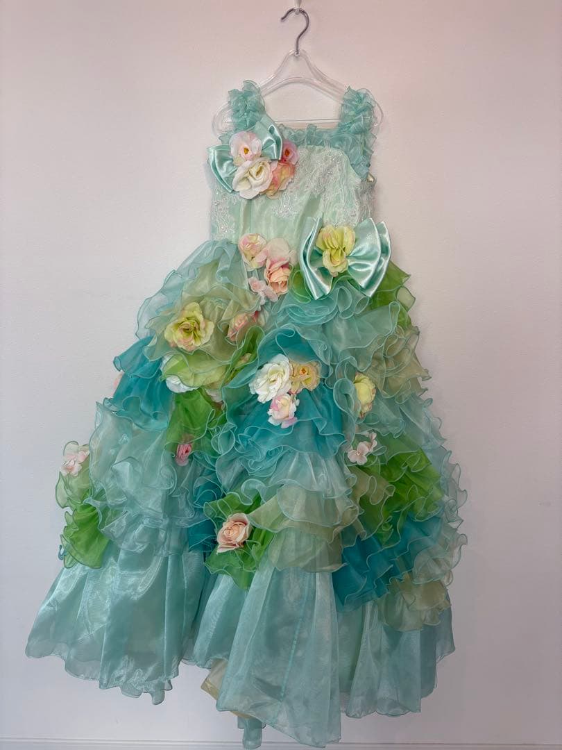 130 ドレス　キッズ　子供　アイクリア　グリーン　エメラルド　フォーマル