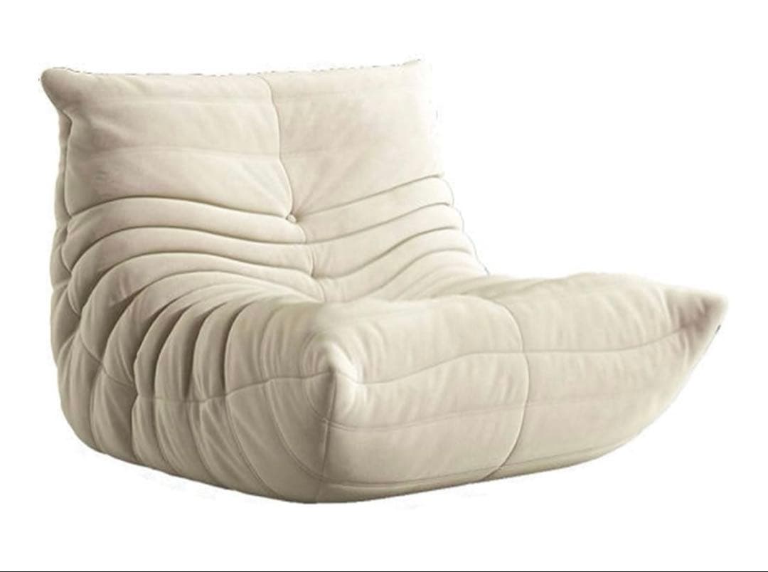 クッションソファ レイジーソファチェアホワイト 70x93x95cm