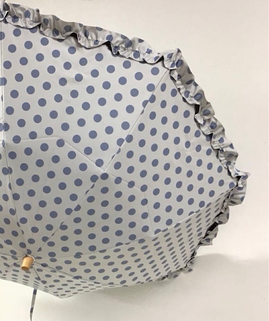 サンバリア100 折りたたみ　日傘　2段折　水玉　フリル　ドット