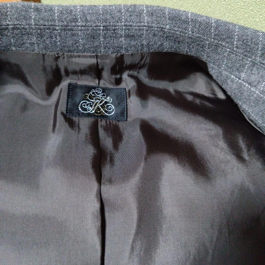 「禁煙、未使用」伊太利屋　ジャケット　11号　グレーストライプ