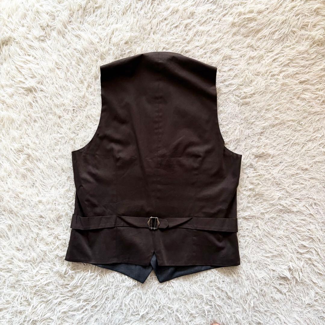 <極美品>LARDINI ダークグレー 3ピース ウール スーツ サイズ46