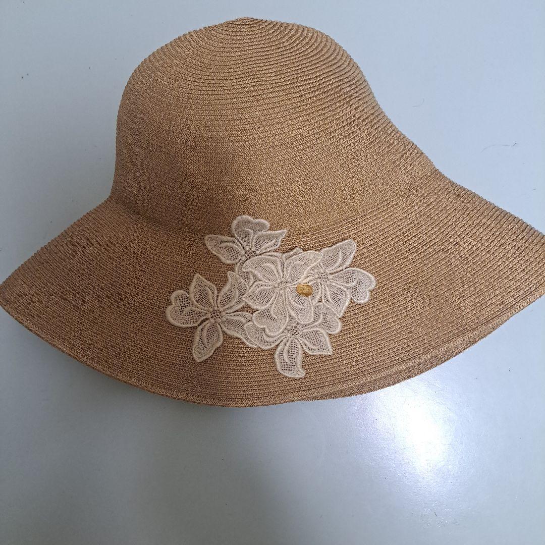 Athena New York フラワー刺繍 ベージュ 麦わら帽子