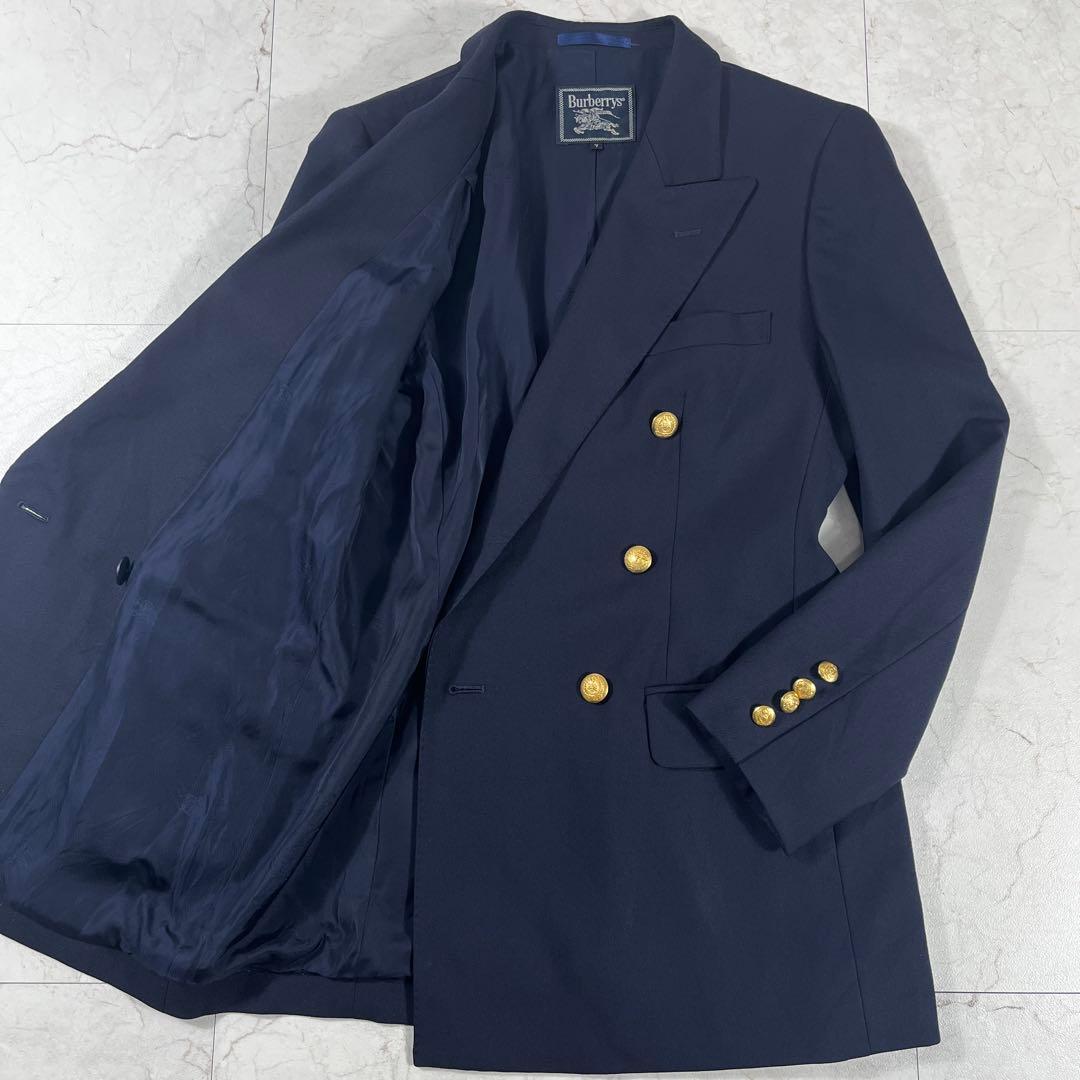 ✨極美品 バーバリーズ カシミヤ 100% 紺ブレ 金ボタン シャドーホース