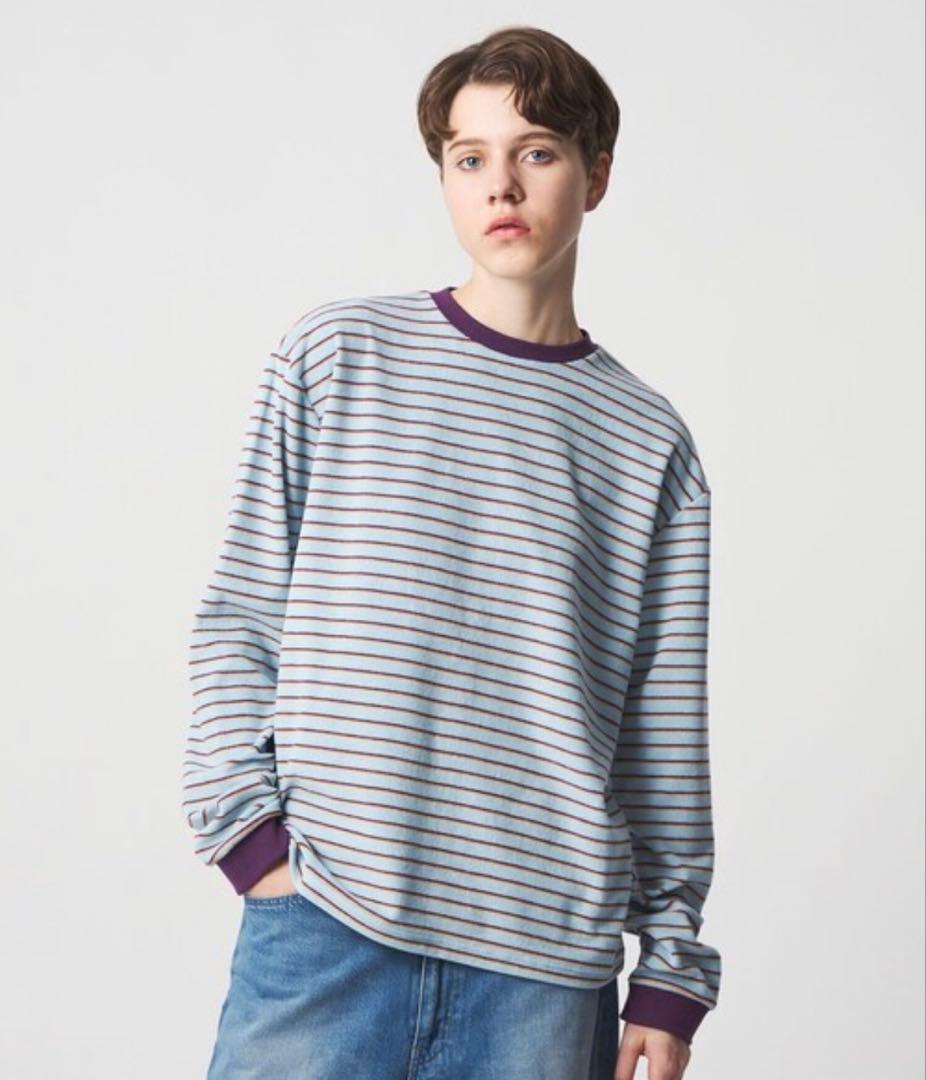 6(ROKU) パイル ボーダー ロングスリーブ Tシャツ