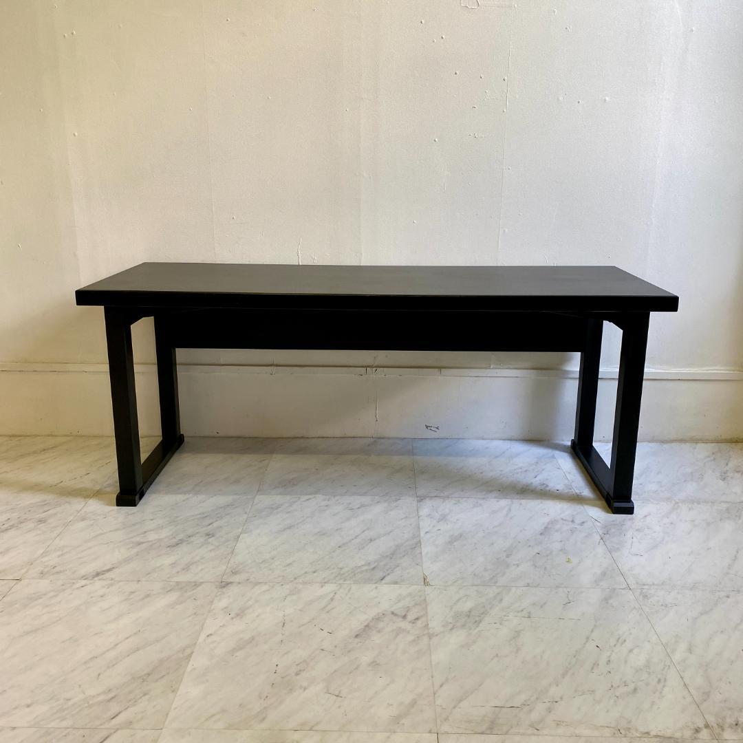 千翔 龍門堂 長テーブル 黒の木製テーブル2台セット 折りたたみ 和室