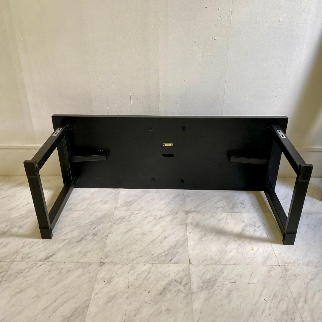 千翔 龍門堂 長テーブル 黒の木製テーブル2台セット 折りたたみ 和室