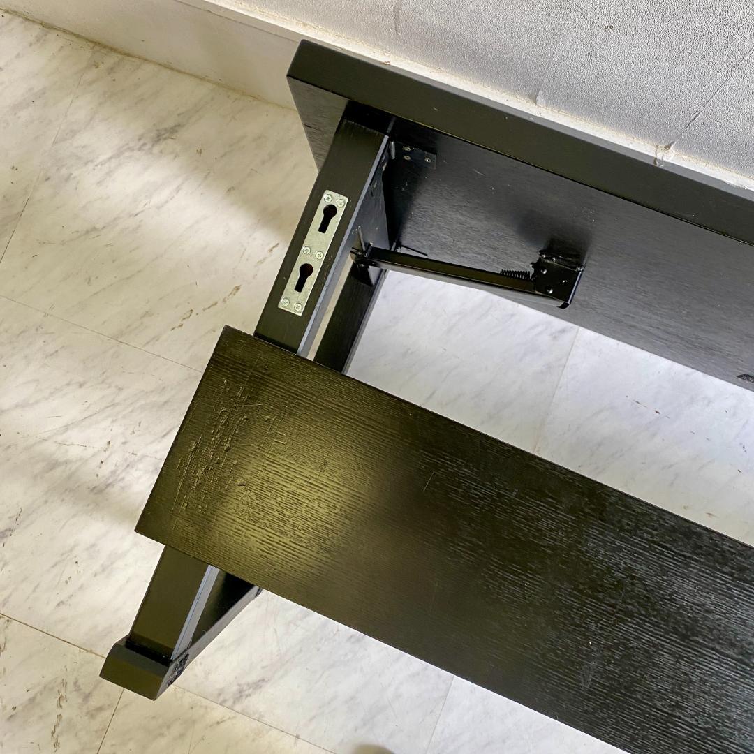 千翔 龍門堂 長テーブル 黒の木製テーブル2台セット 折りたたみ 和室