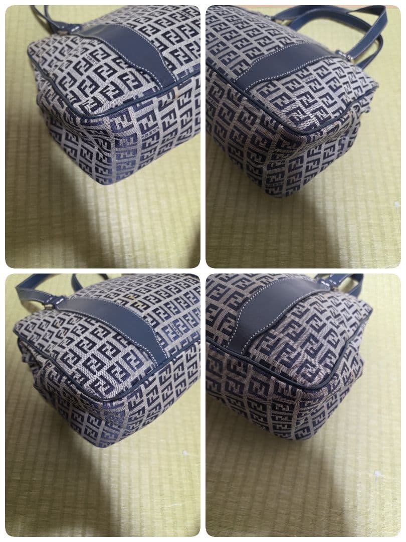 FENDI ズッキーニ ネイビー がま口　 ハンドバッグ マンマバケット