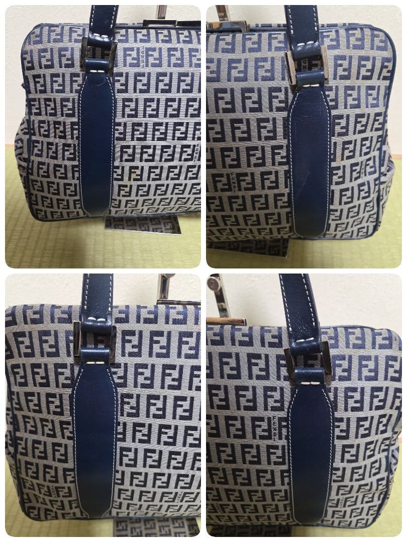 FENDI ズッキーニ ネイビー がま口　 ハンドバッグ マンマバケット