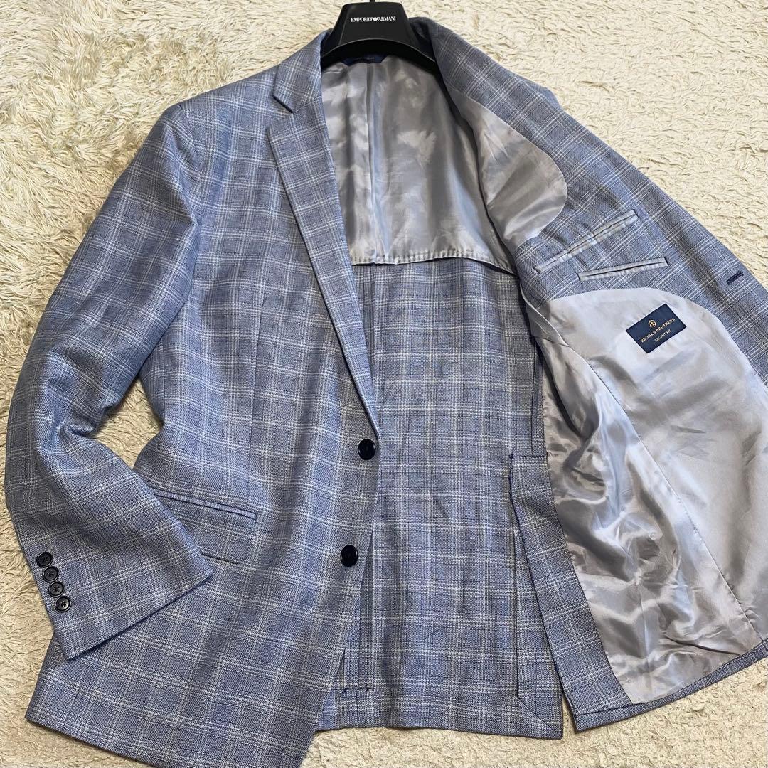 【希少3XL相当】ブルックスブラザーズ リネン テーラードジャケット チェック