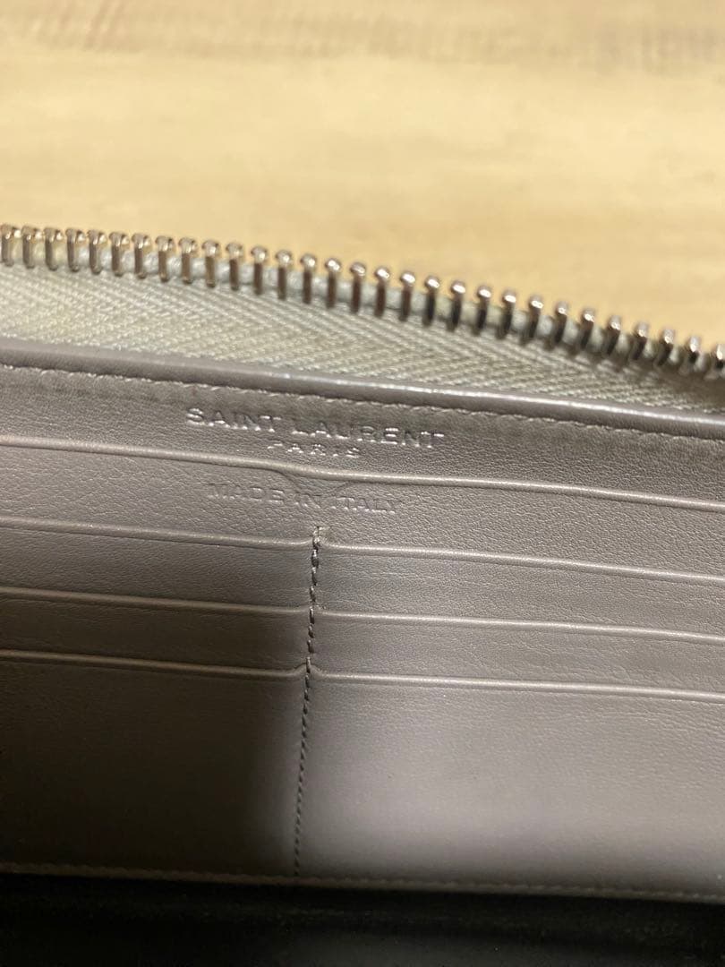 SAINT LAURENT グレー 長財布 YSLロゴ
