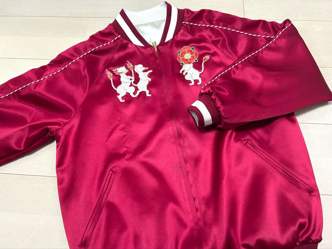 HOTELO スカジャン リバーシブル 赤 白 刺繍