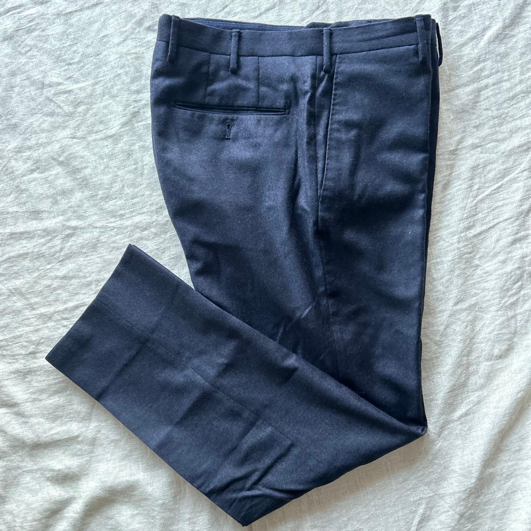 インコテックス（INCOTEX）ノープリーツテーパードウールスラックス 48