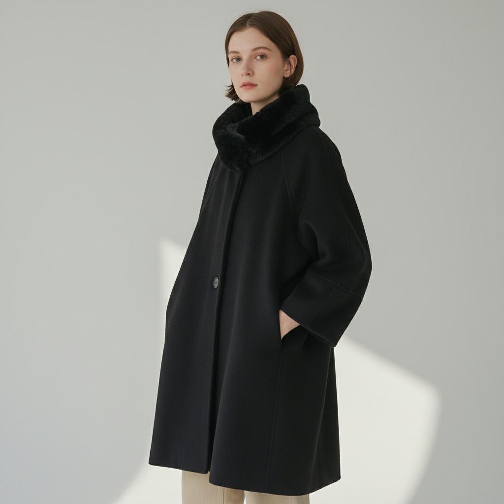 レジィーナロマンティコ　ミンクファー　カシミヤ100%コート　ブラック