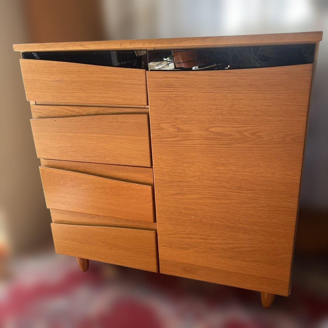 ナチュラルウッド スリムデザインチェスト　サイドボード　リビングボード