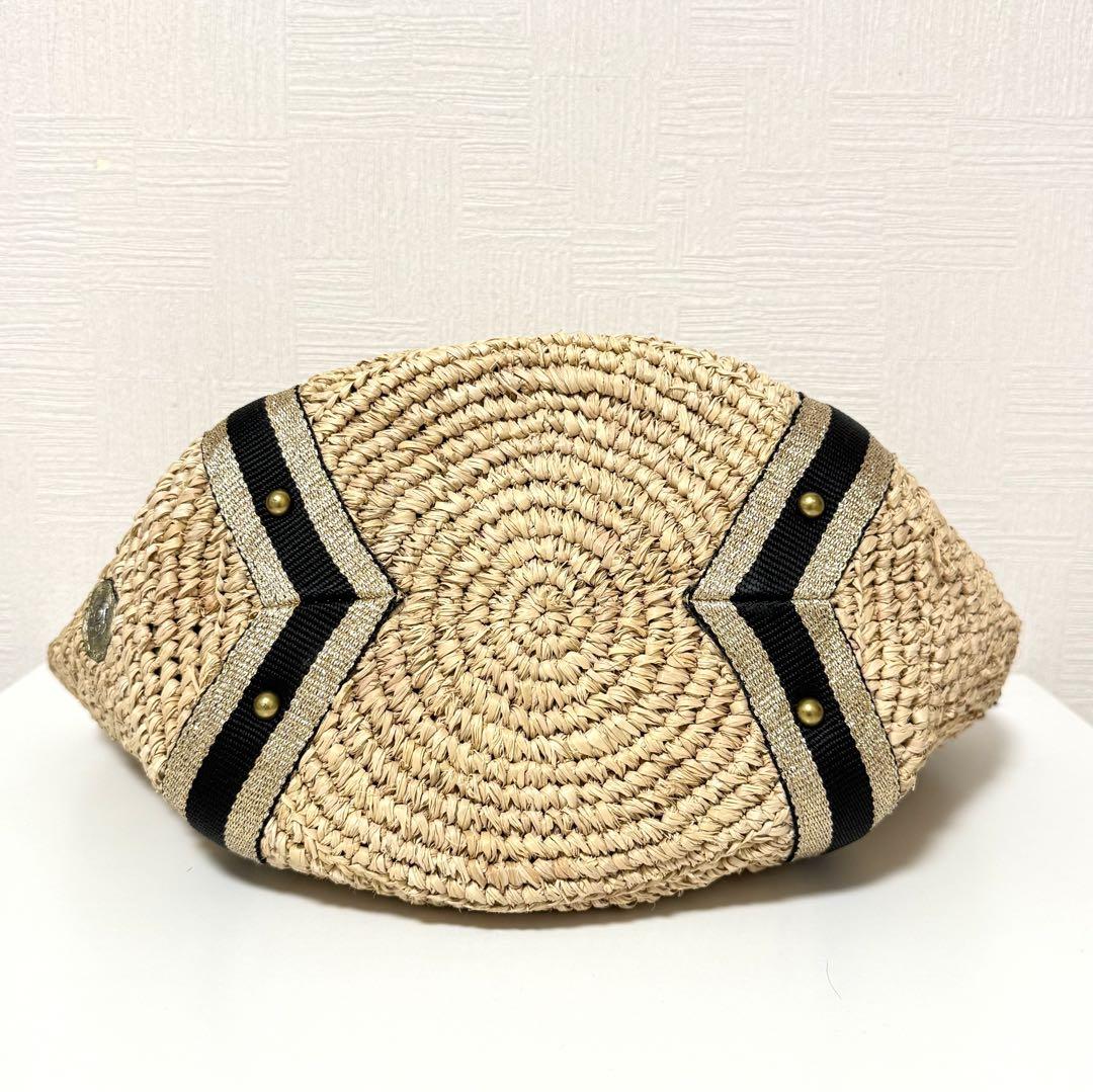 【極美品】VIOLAd'ORO ラフィア かごバッグ トートバッグ ラメハンドル