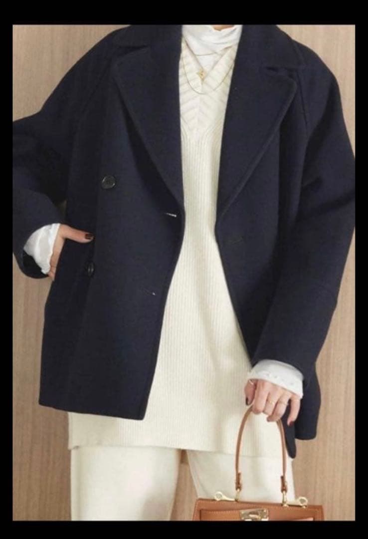 relumeネイビー 尾州ウールピーコート