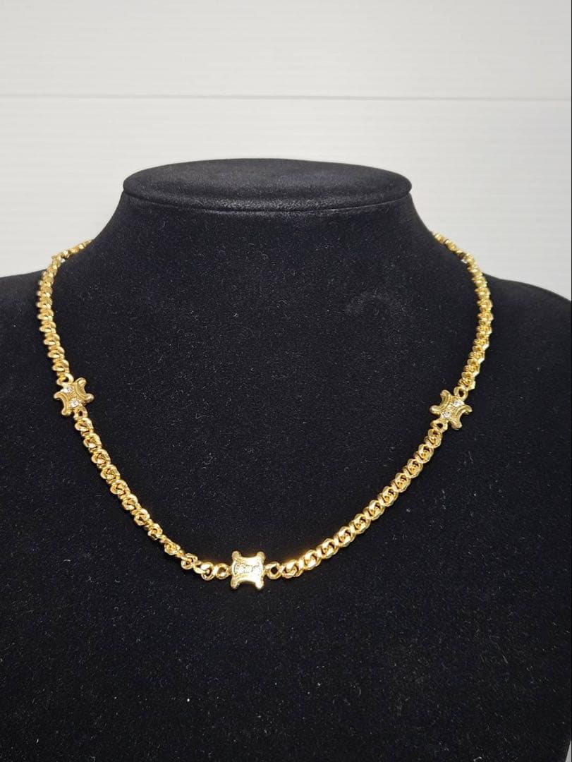 CELINE　セリーヌ　マカダム　ラインストーン　トリオンオフGP　ネックレス