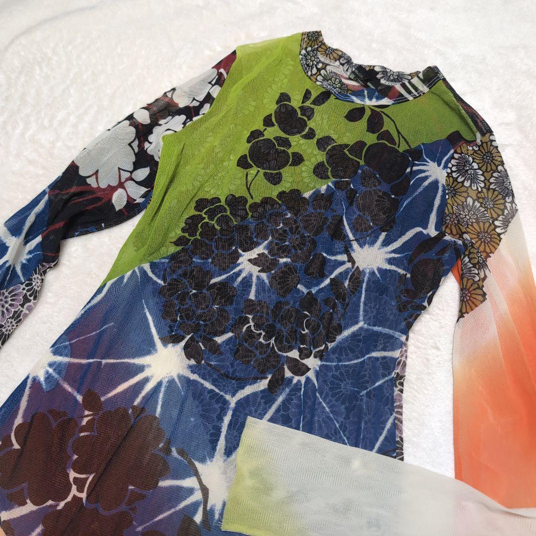 【美品】Jean Paul GAULTIER FEMME パワーネット和柄 40