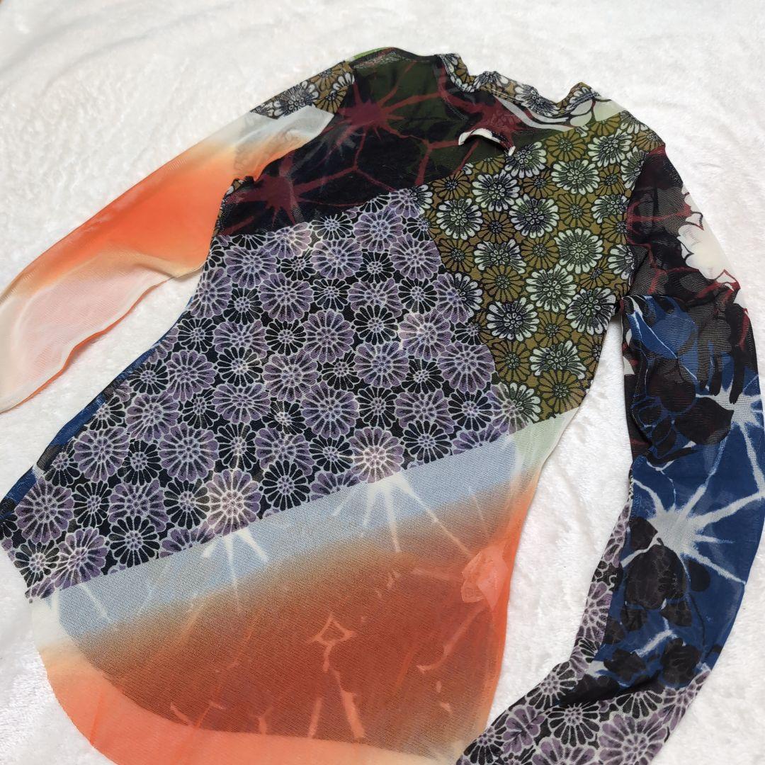 【美品】Jean Paul GAULTIER FEMME パワーネット和柄 40