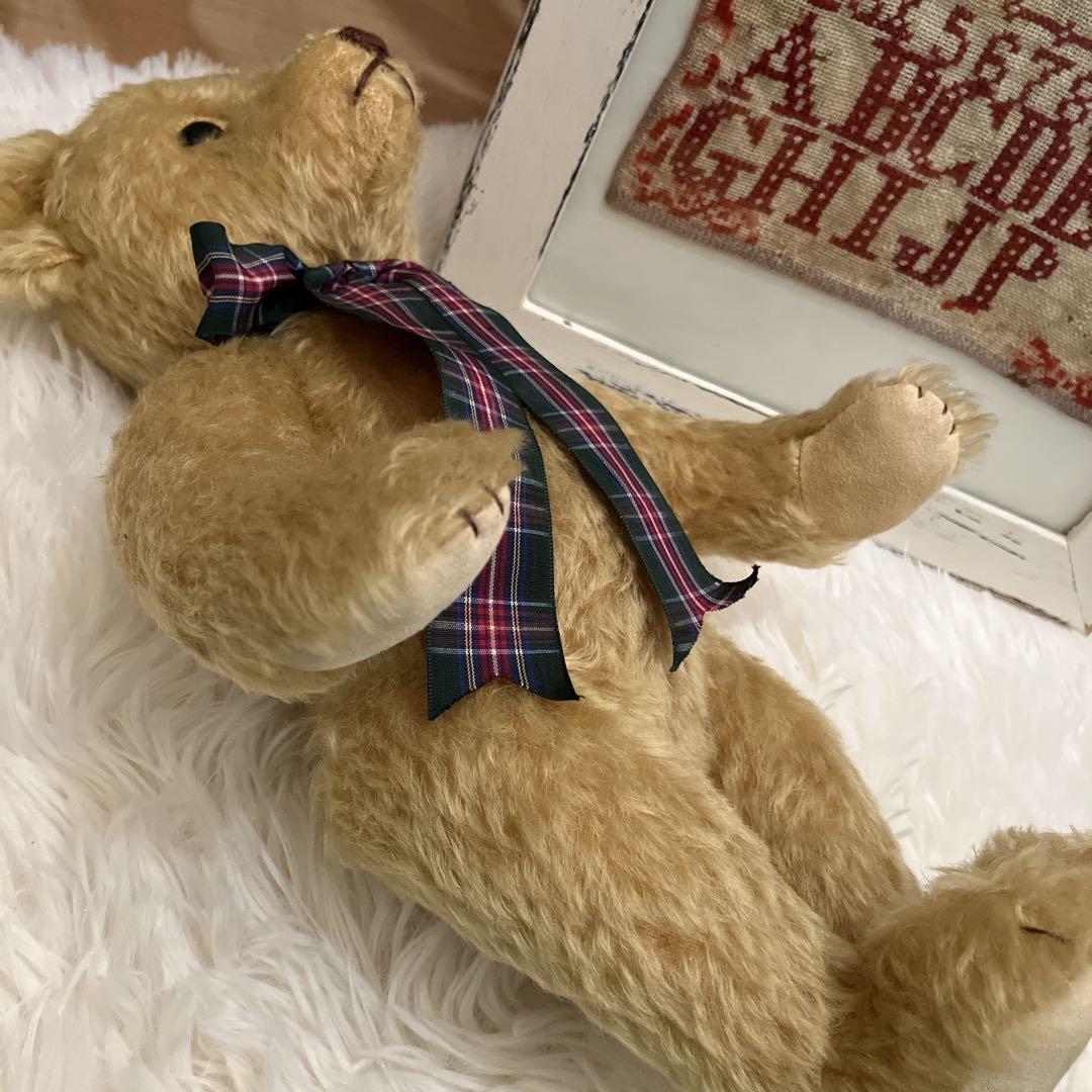 テディベア 30cm リボン ヴィンテージベア アンティークテディベア 蚤の市~