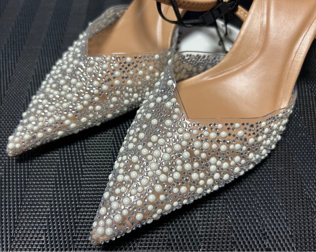 【新品・未使用】ZARA フェイクパール バックストラップミュール 39