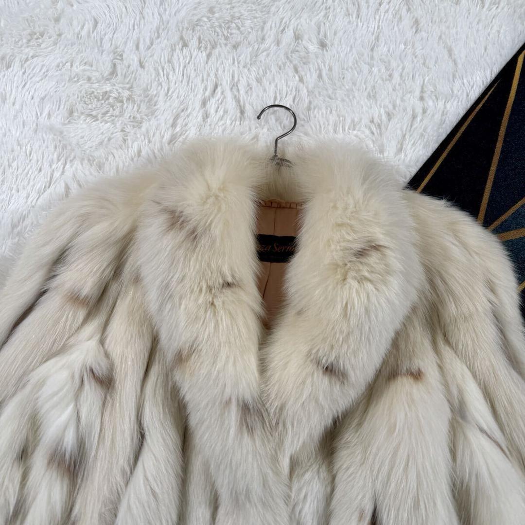 サガロイヤル シャドーフォックス リンクス染め リアルファー コート AA223