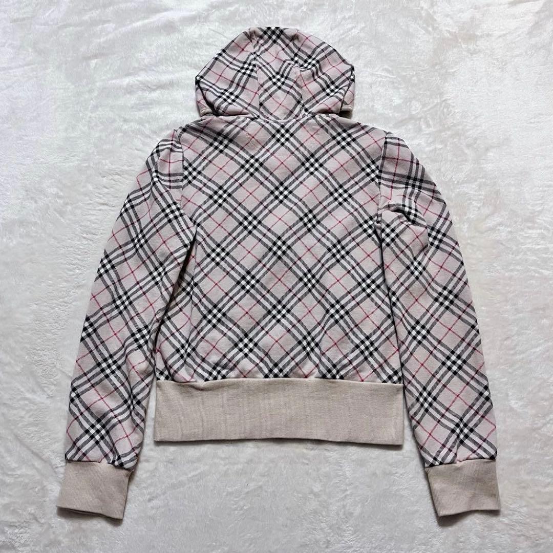 バーバリーブルーレーベル ノバチェック ホースロゴ刺繍 ジップアップパーカー