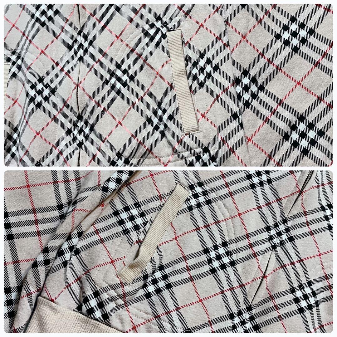 バーバリーブルーレーベル ノバチェック ホースロゴ刺繍 ジップアップパーカー